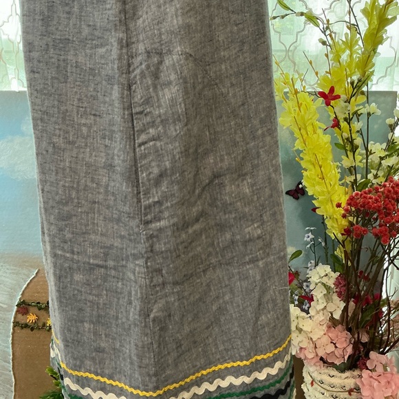 For Cynthia Denim Blue Midi Dress with Colorful Hem - Picture 5 of 6